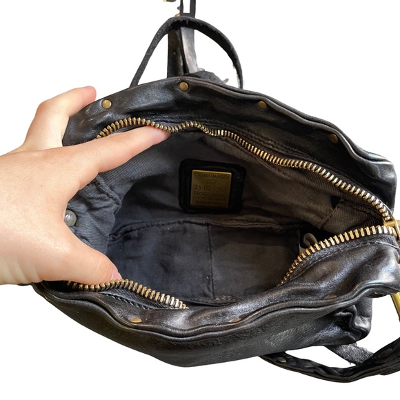 Campomaggi Rectangle Bag with Gold Toned Rivets in Nero - Picture 3 of 3